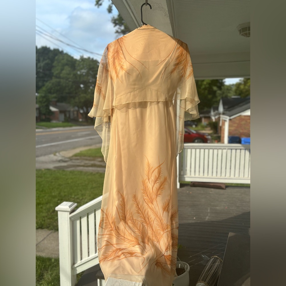 Stunning 1960’s Rose Taft for Couture Fashions Chiffon Angel Wing Midi Dress